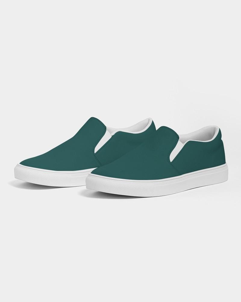 Dark Blue Cool Green Men's Slip-On Canvas Sneakers C60M0Y30K80 - Side 3