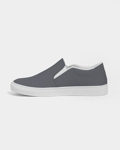 Dark Blue Gray Men's Slip-On Canvas Sneakers C10M10Y0K80 - Side 1