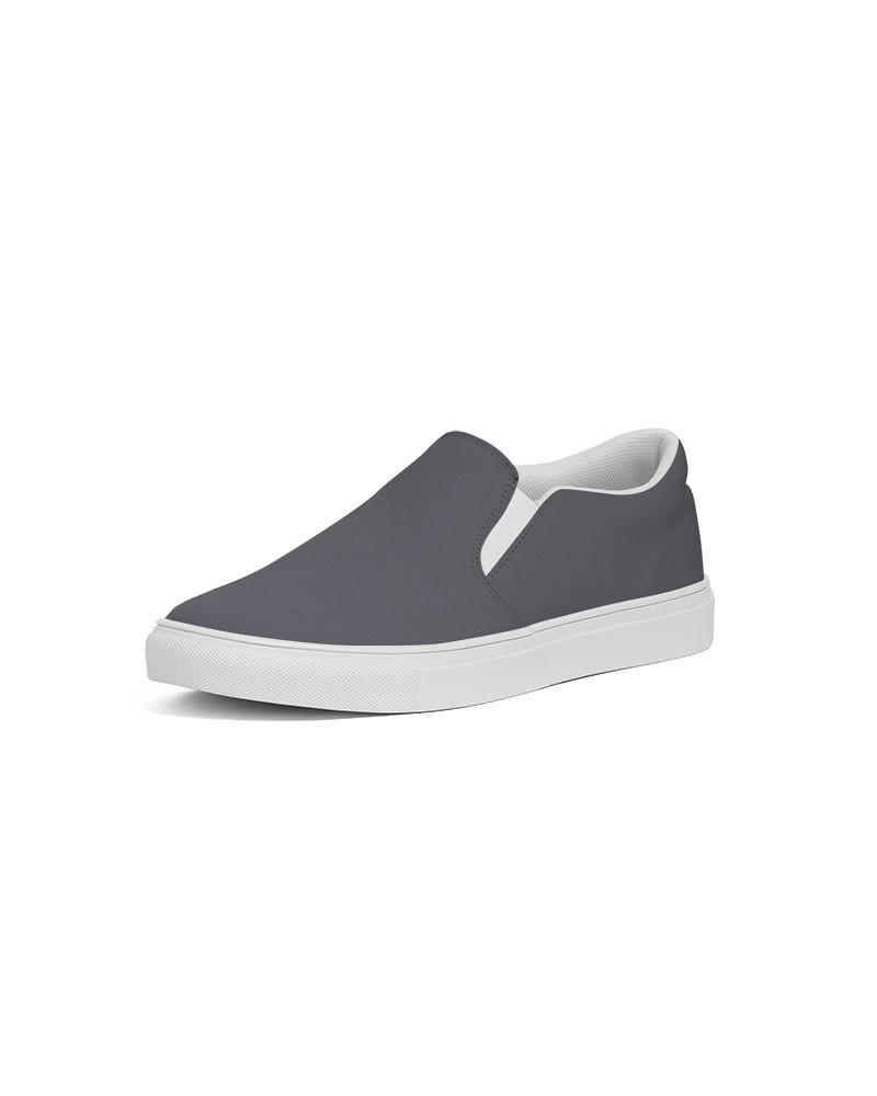 Dark Blue Gray Men's Slip-On Canvas Sneakers C10M10Y0K80 - Side 2