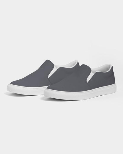 Dark Blue Gray Men's Slip-On Canvas Sneakers C10M10Y0K80 - Side 3