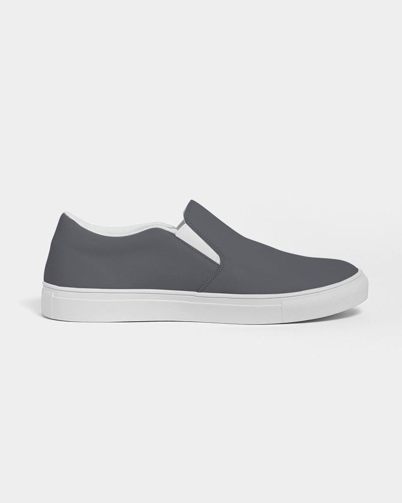 Dark Blue Gray Men's Slip-On Canvas Sneakers C10M10Y0K80 - Side 4