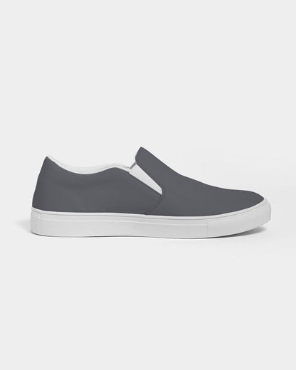 Dark Blue Gray Men's Slip-On Canvas Sneakers C10M10Y0K80 - Side 4