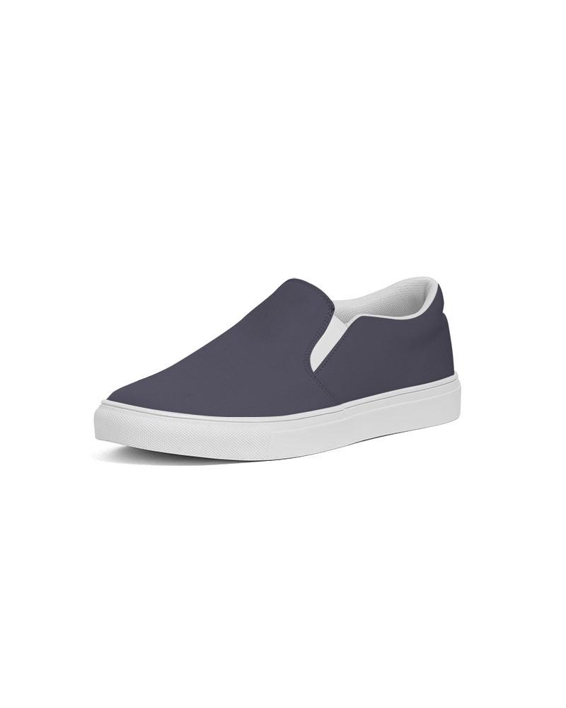 Dark Blue Gray Men's Slip-On Canvas Sneakers C30M30Y0K80 - Side 2