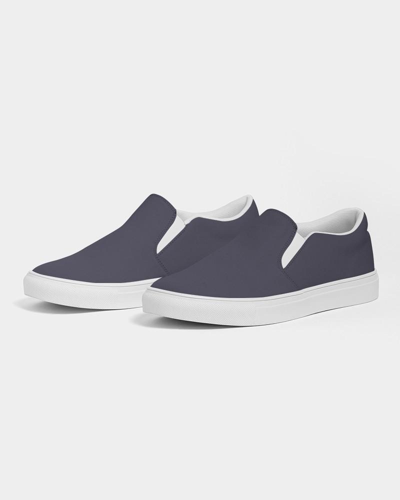 Dark Blue Gray Men's Slip-On Canvas Sneakers C30M30Y0K80 - Side 3