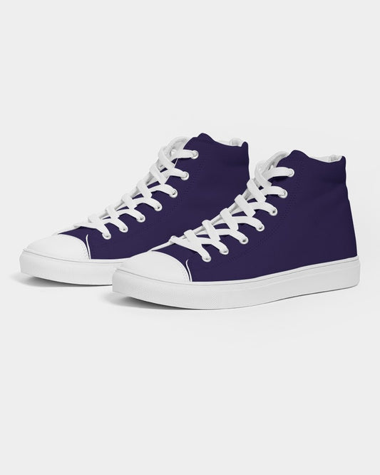 Dark Blue High-Top Canvas Sneakers C80M80Y0K80 - Side 3