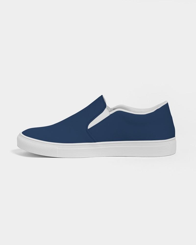 Dark Blue Men's Slip-On Canvas Sneakers C100M50Y0K80 - Side 1