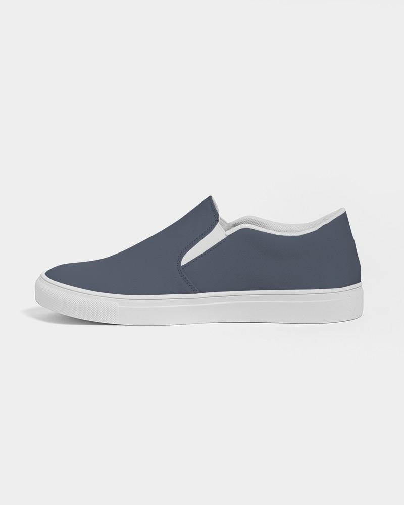 Dark Blue Men's Slip-On Canvas Sneakers C30M15Y0K80 - Side 1