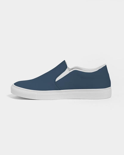 Dark Blue Men's Slip-On Canvas Sneakers C60M30Y0K80 - Side 1