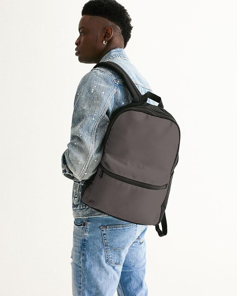 Dark Brown Canvas Backpack C60M60Y60K30 - Man Back CloseUp