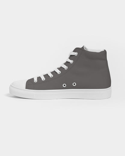 Dark Brown High-Top Canvas Sneakers C30M30Y30K60 - Side 1