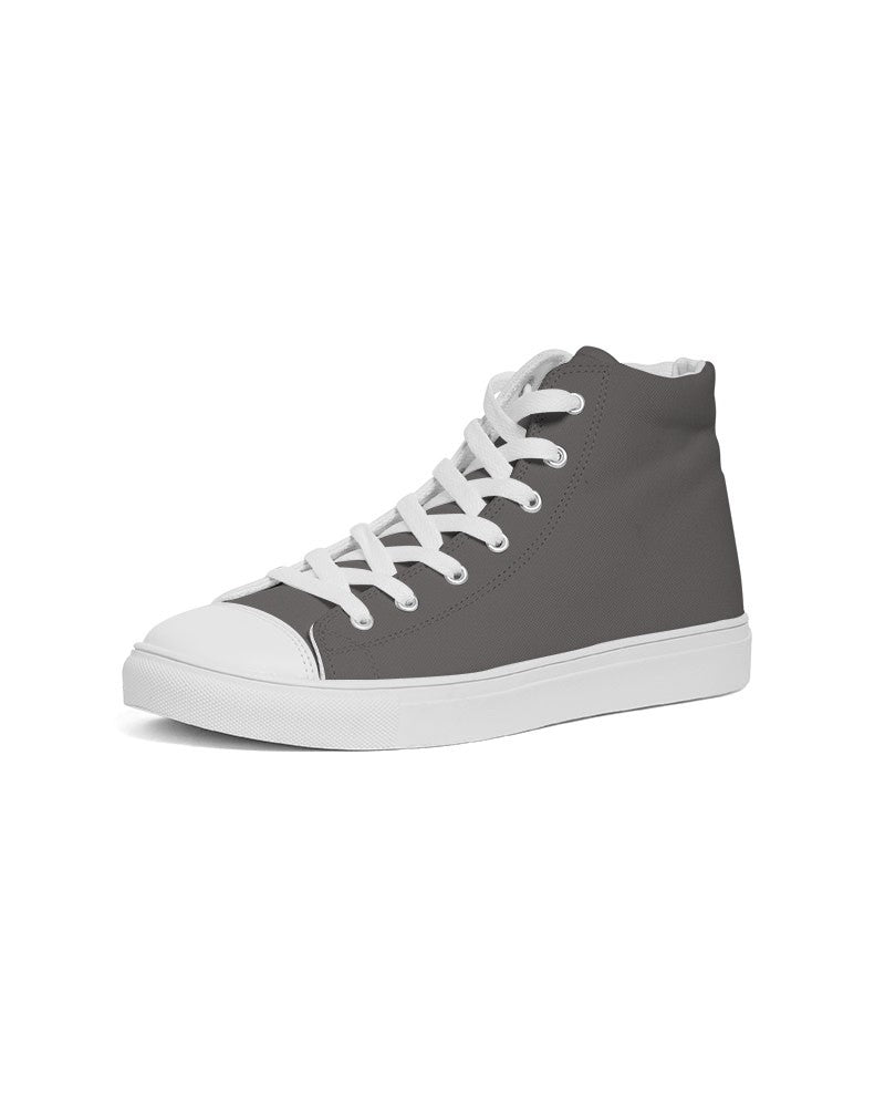 Dark Brown High-Top Canvas Sneakers C30M30Y30K60 - Side 2