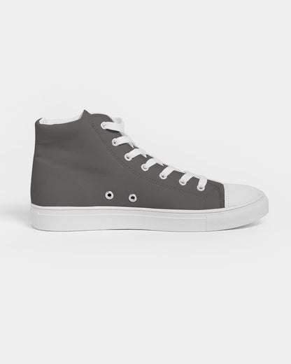 Dark Brown High-Top Canvas Sneakers C30M30Y30K60 - Side 4