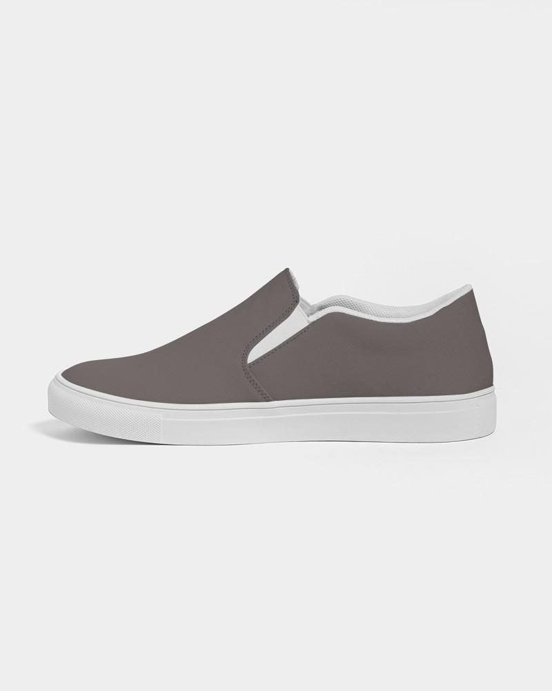 Dark Brown Men's Slip-On Canvas Sneakers C60M60Y60K30 - Side 1