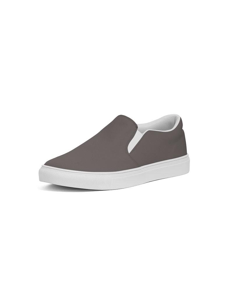 Dark Brown Men's Slip-On Canvas Sneakers C60M60Y60K30 - Side 2