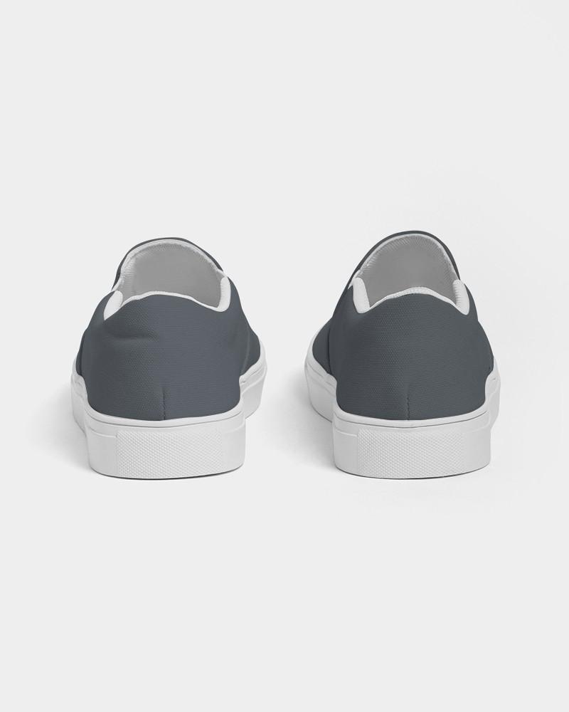 Dark Cyan Gray Men's Slip-On Canvas Sneakers C10M0Y0K80 - Back
