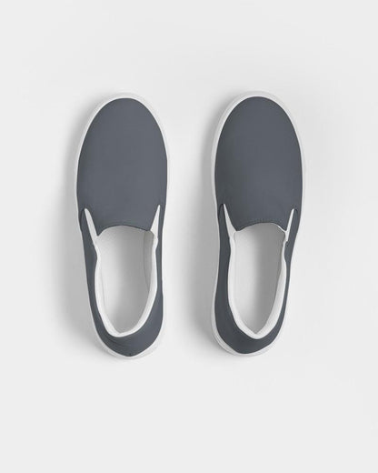Dark Cyan Gray Men's Slip-On Canvas Sneakers C10M0Y0K80 - Top