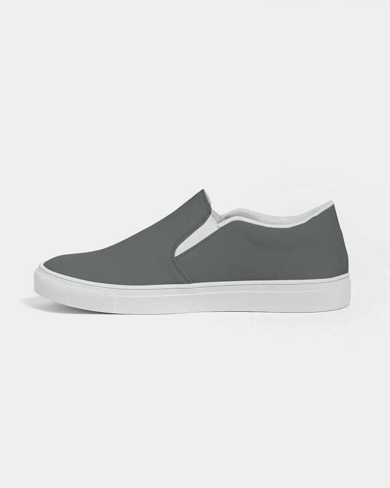 Dark Green Gray Men's Slip-On Canvas Sneakers C10M0Y10K80 - Side 1