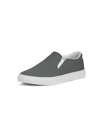 Dark Green Gray Men's Slip-On Canvas Sneakers C10M0Y10K80 - Side 2