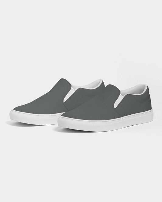 Dark Green Gray Men's Slip-On Canvas Sneakers C10M0Y10K80 - Side 3