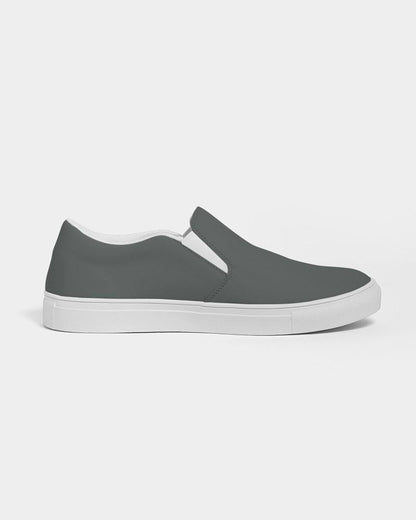 Dark Green Gray Men's Slip-On Canvas Sneakers C10M0Y10K80 - Side 4