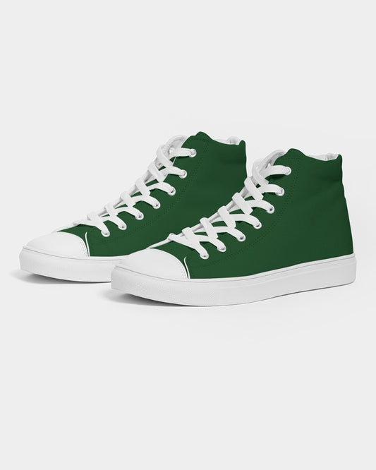 Dark Green High-Top Canvas Sneakers C100M0Y100K80 - Side 3