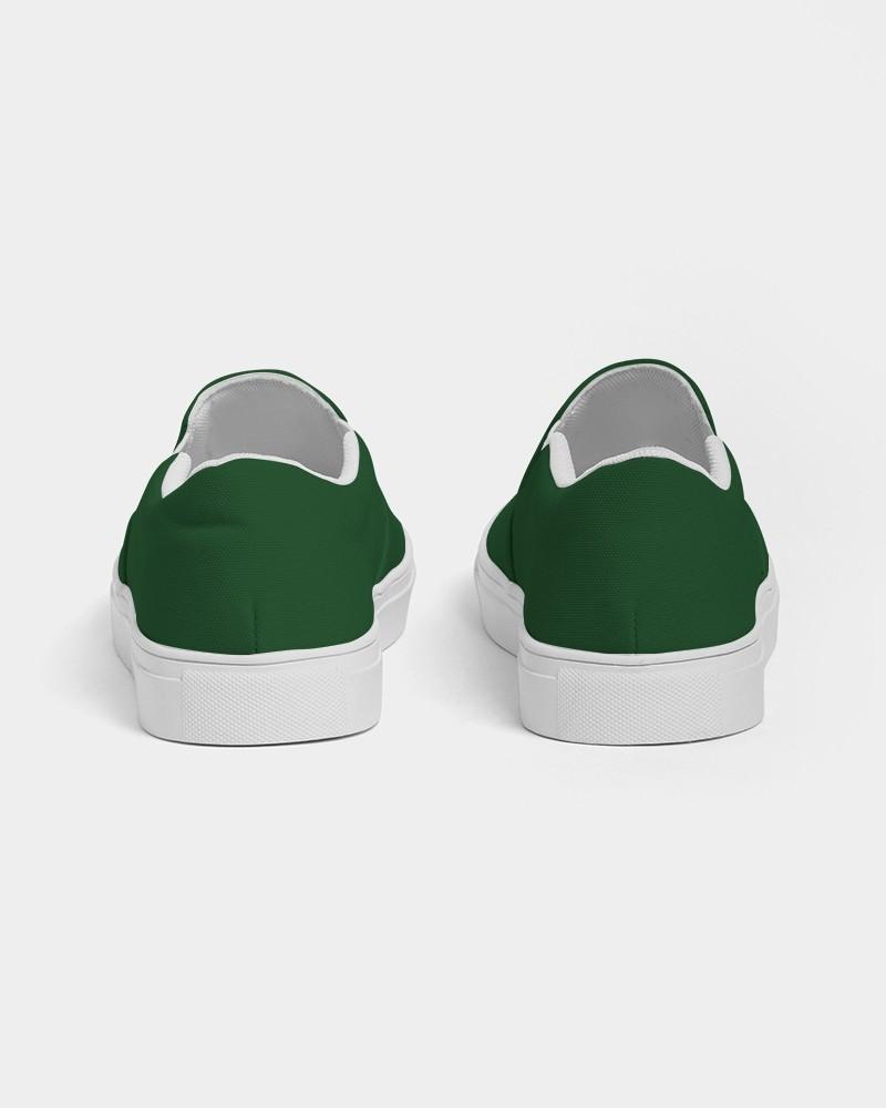 Dark Green Men's Slip-On Canvas Sneakers C100M0Y100K80 - Back