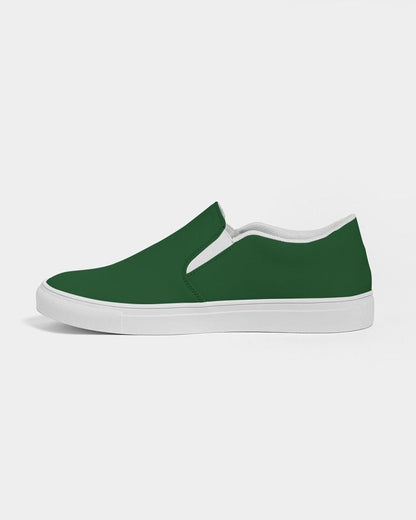 Dark Green Men's Slip-On Canvas Sneakers C100M0Y100K80 - Side 1