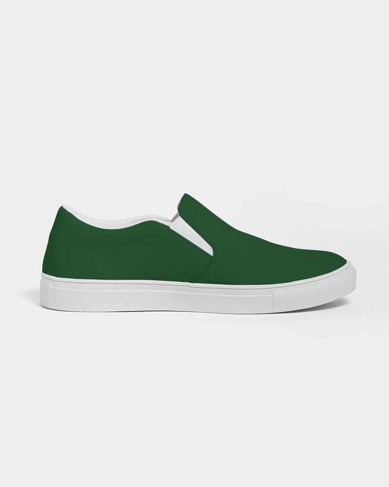 Dark Green Men's Slip-On Canvas Sneakers C100M0Y100K80 - Side 4