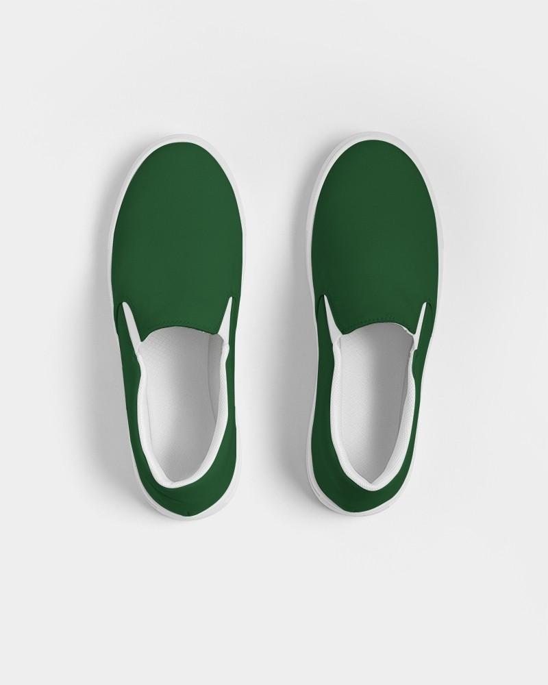 Dark Green Men's Slip-On Canvas Sneakers C100M0Y100K80 - Top