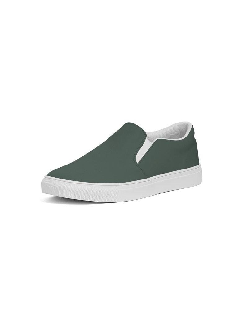 Dark Green Men's Slip-On Canvas Sneakers C30M0Y30K80 - Side 2