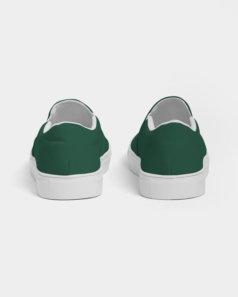 Dark Green Men's Slip-On Canvas Sneakers C60M0Y60K80 - Back