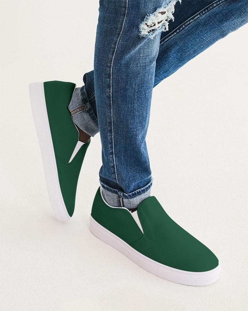 Dark Green Men's Slip-On Canvas Sneakers C60M0Y60K80 - Man CloseUp