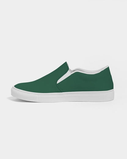 Dark Green Men's Slip-On Canvas Sneakers C60M0Y60K80 - Side 1