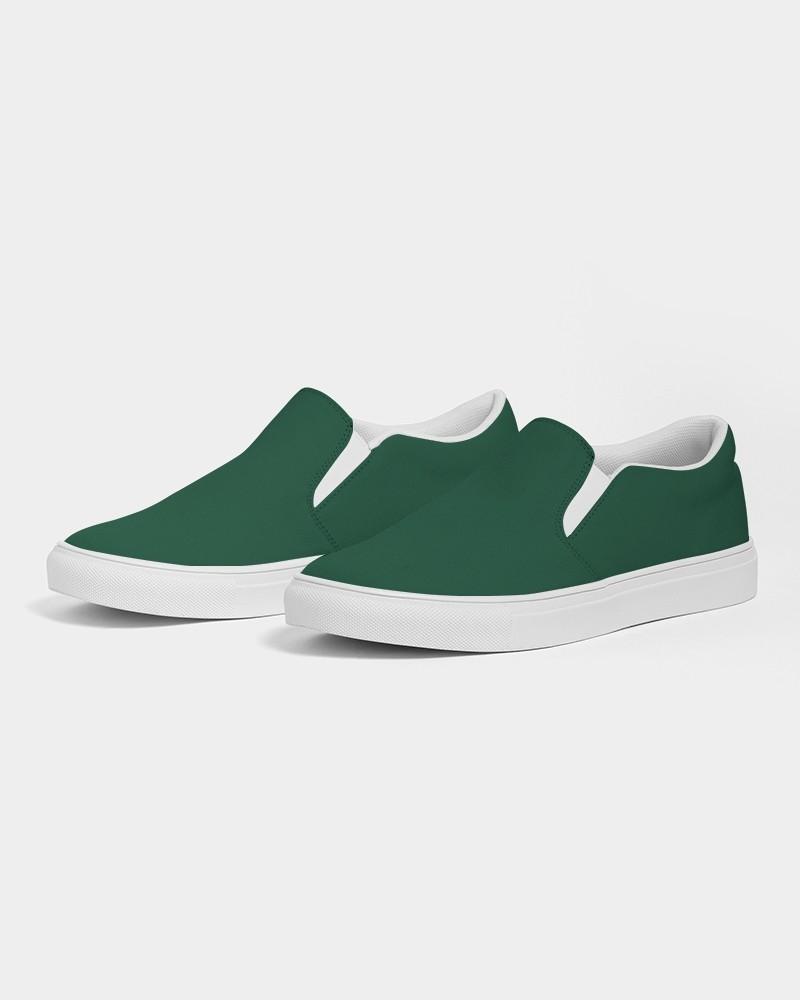 Dark Green Men's Slip-On Canvas Sneakers C60M0Y60K80 - Side 3