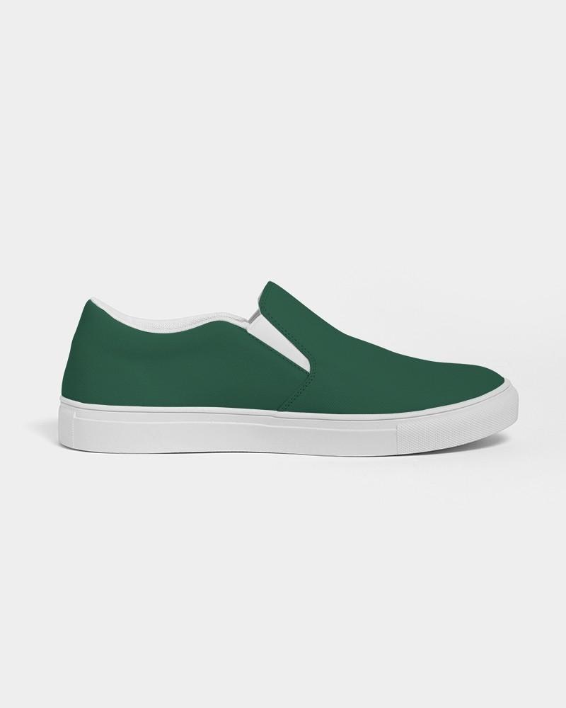 Dark Green Men's Slip-On Canvas Sneakers C60M0Y60K80 - Side 4