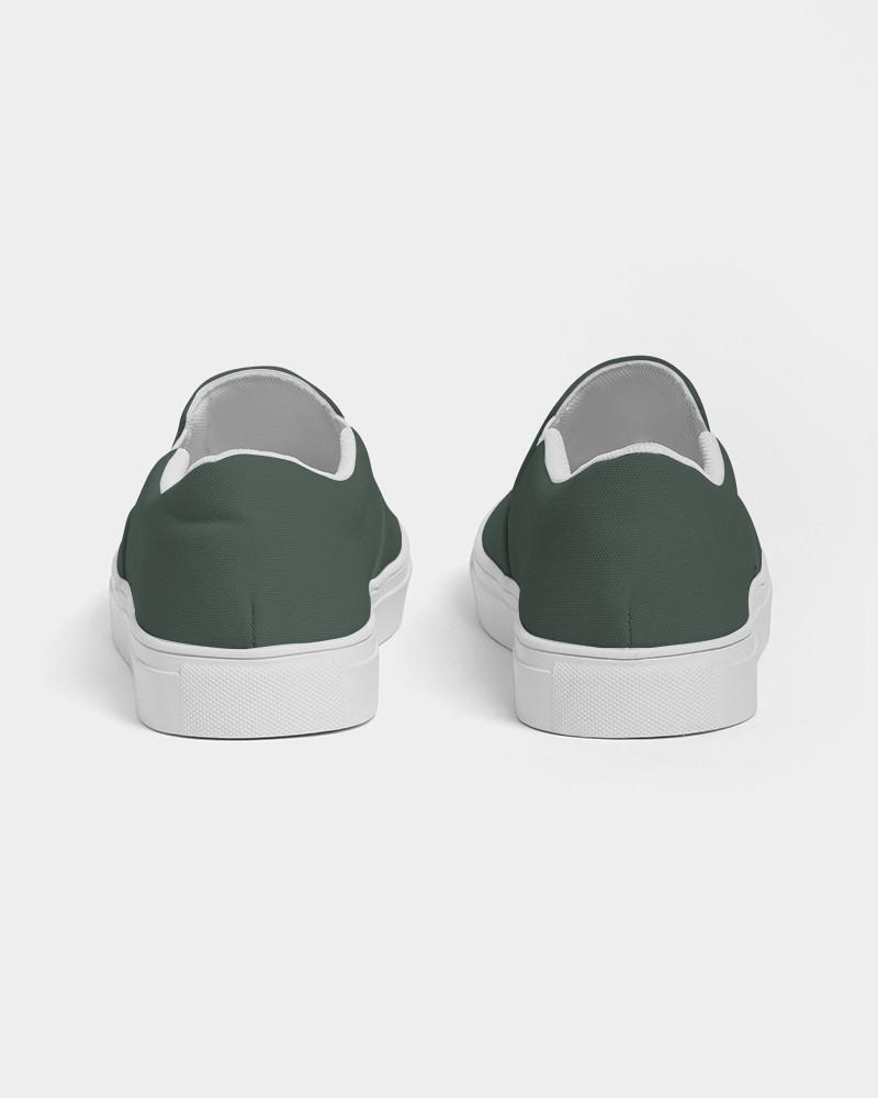Dark Green Women's Slip-On Canvas Sneakers C30M0Y30K80 - Back