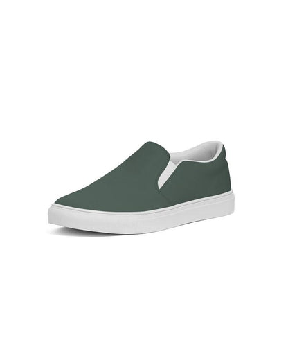 Dark Green Women's Slip-On Canvas Sneakers C30M0Y30K80 - Side 2
