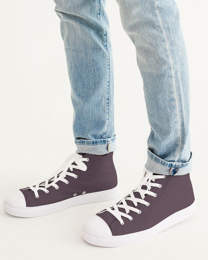 Dark Magenta Brown High-Top Canvas Sneakers C0M30Y0K80 - Man CloseUp