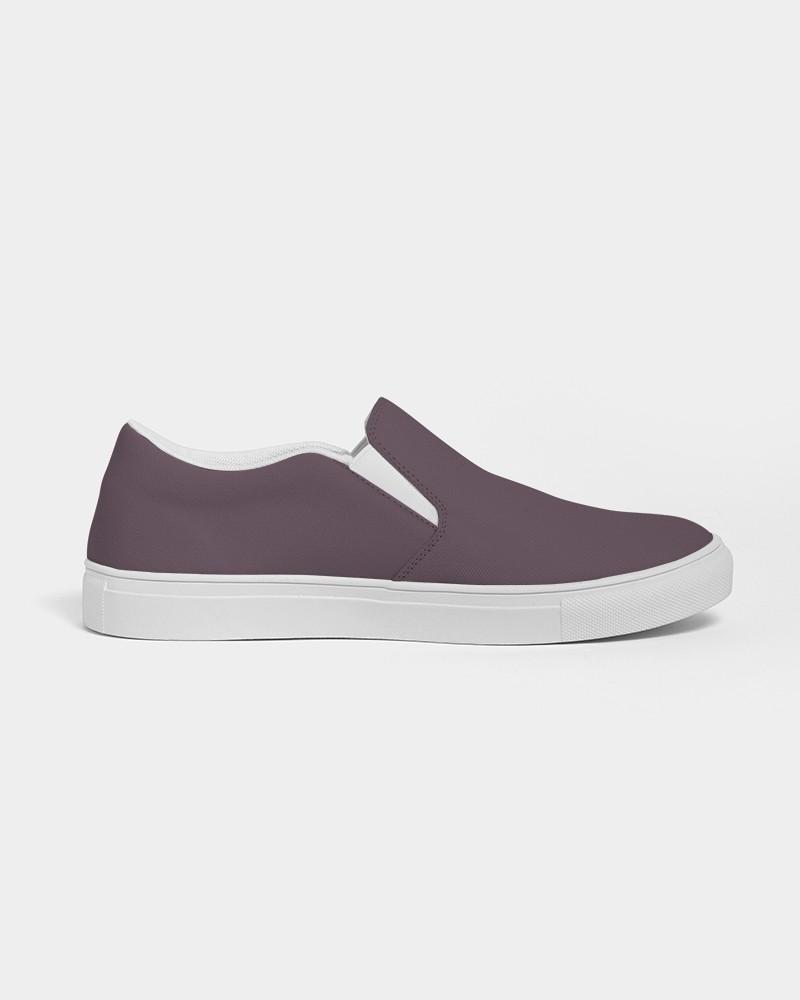 Dark Magenta Brown Men's Slip-On Canvas Sneakers C0M30Y0K80 - Side 4