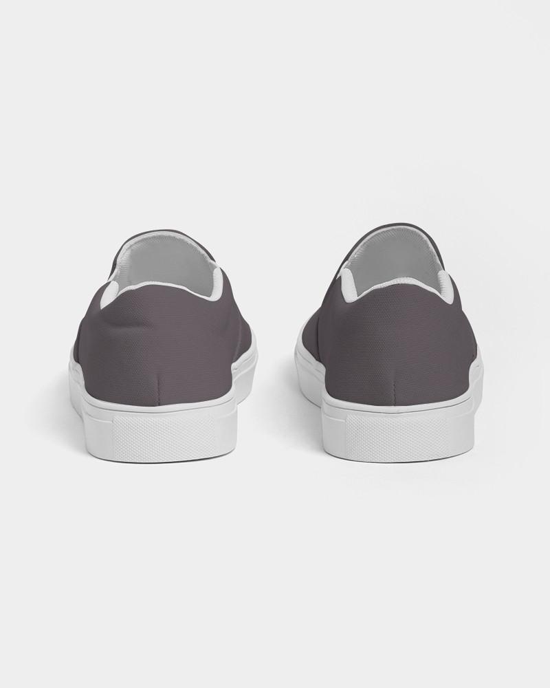 Dark Magenta Gray Men's Slip-On Canvas Sneakers C0M10Y0K80 - Back