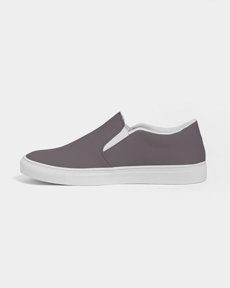 Dark Magenta Gray Men's Slip-On Canvas Sneakers C0M10Y0K80 - Side 1
