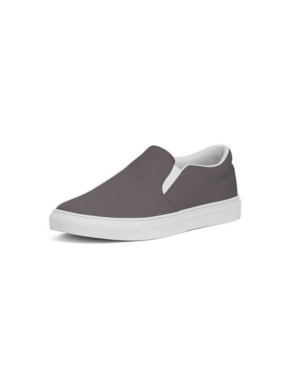 Dark Magenta Gray Men's Slip-On Canvas Sneakers C0M10Y0K80 - Side 2