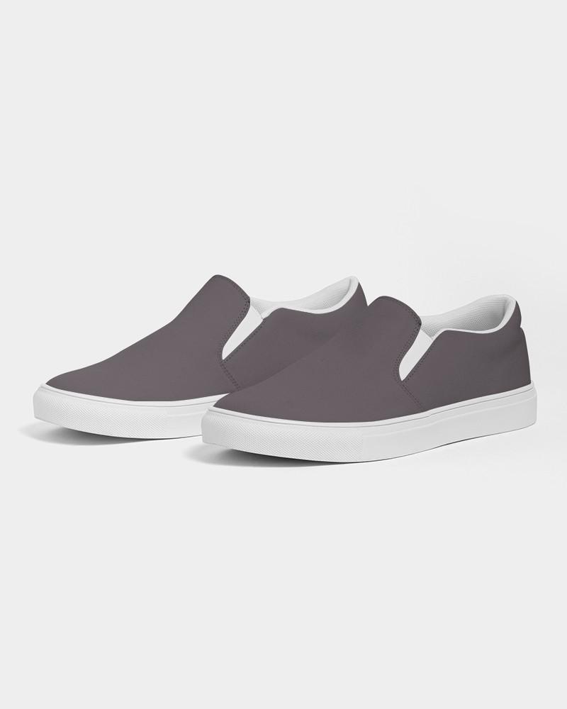 Dark Magenta Gray Men's Slip-On Canvas Sneakers C0M10Y0K80 - Side 3
