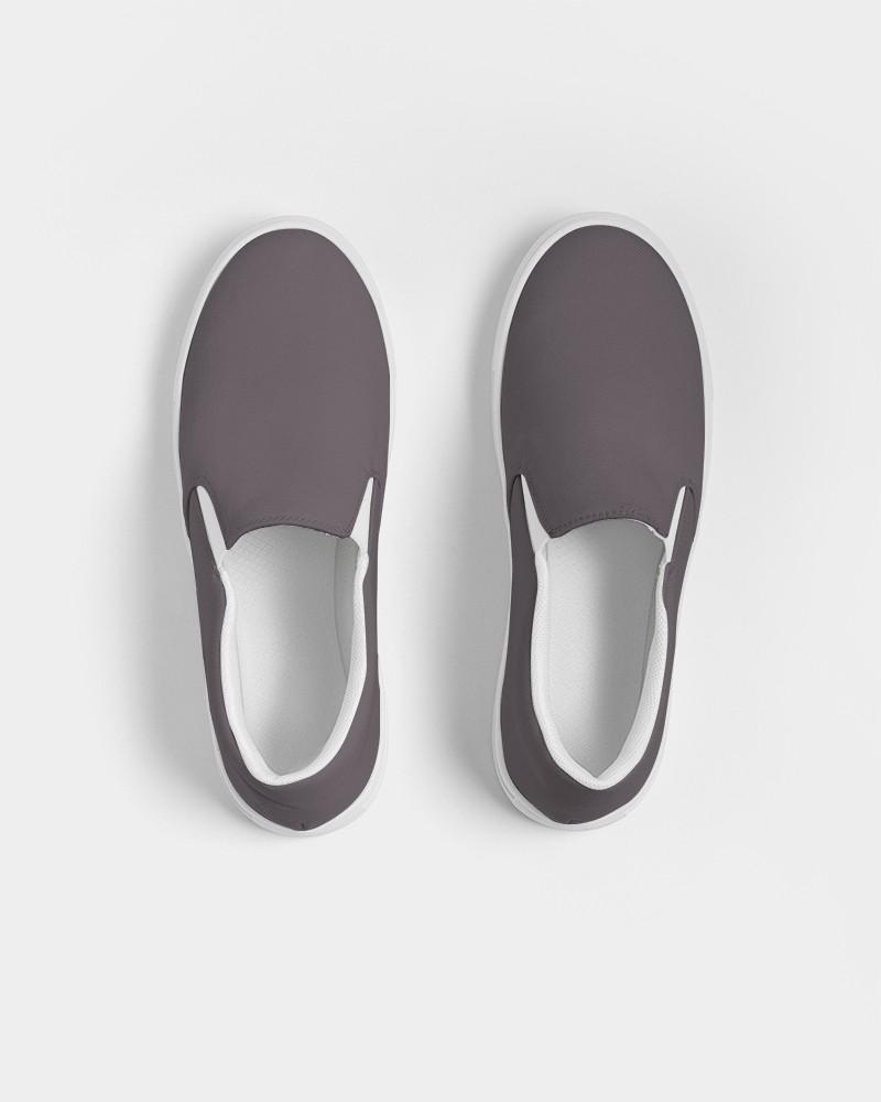Dark Magenta Gray Men's Slip-On Canvas Sneakers C0M10Y0K80 - Top