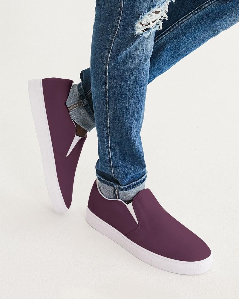 Dark Magenta Men's Slip-On Canvas Sneakers C0M60Y0K80 - Man CloseUp