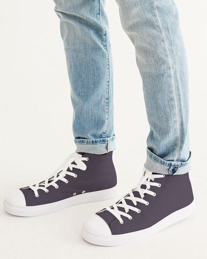 Dark Purple Gray High-Top Canvas Sneakers C15M30Y0K80 - Man CloseUp