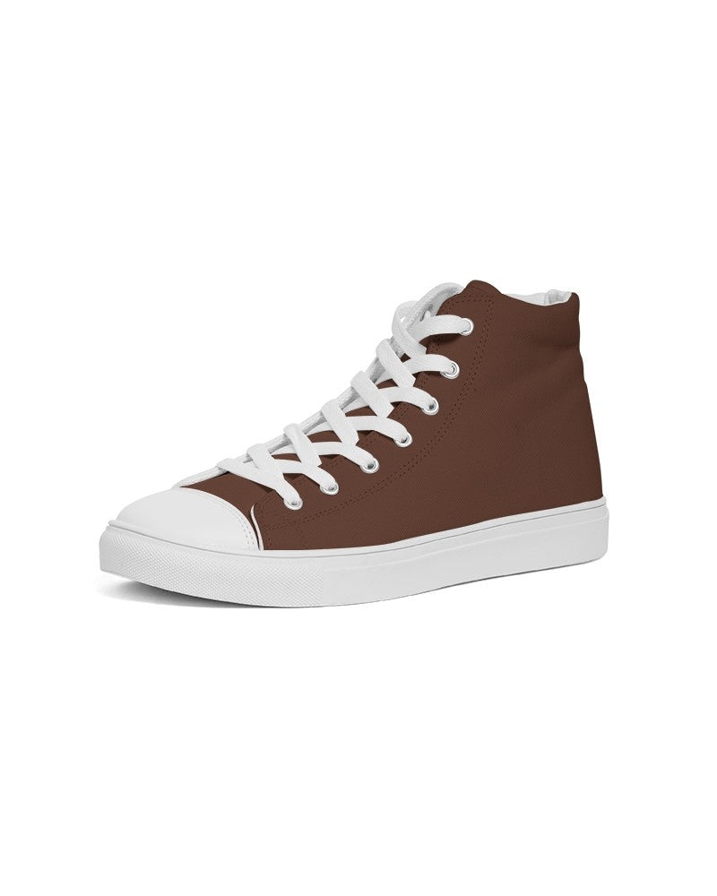 Dark Red Brown High-Top Canvas Sneakers C0M60Y60K80 - Side 2