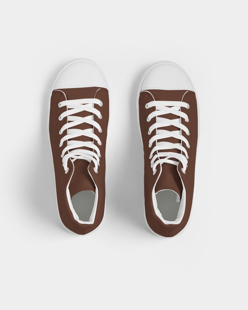 Dark Red Brown High-Top Canvas Sneakers C0M60Y60K80 - Top