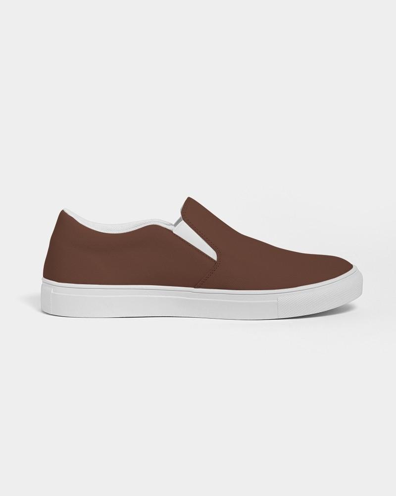Dark Red Brown Men's Slip-On Canvas Sneakers C0M60Y60K80 - Side 4