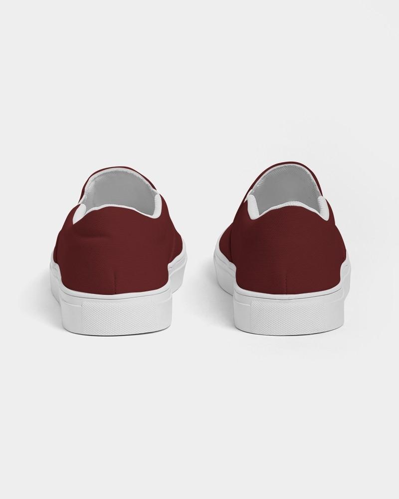 Dark Red Men's Slip-On Canvas Sneakers C0M100Y100K80 - Back